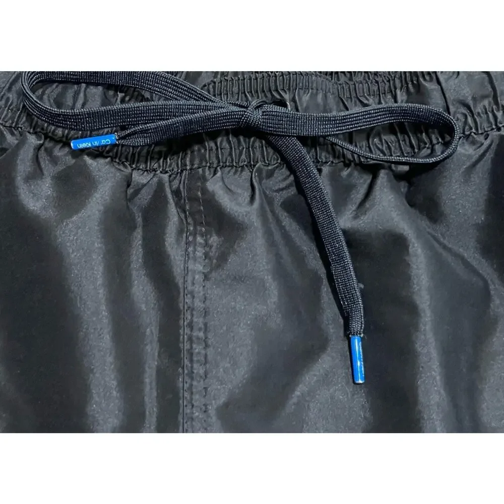 CALVIN KLEIN Rainbow Logo Swim Trunks Mens Large Liner Black Shorts Swimwear